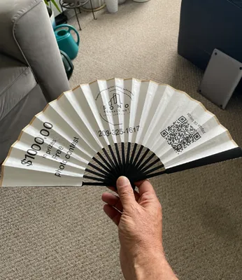 Each year there is a Arts Festival that takes up the entire street I ordered these to hand out to the guests The quality and speed of product and service is more than expected The fan is a solid professional promotional item I will be order more fro youGreat stuff