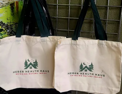 Custom Natural Cotton Tote Bag - We love our heath food store shopping bags