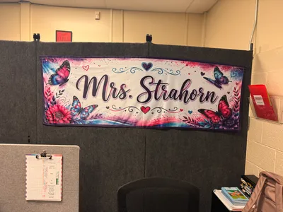 Custom Fabric Banners - The banner was not used how I originally intended but I did display it at work I am an educator