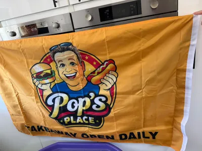 Rectangle Flag - New take opened this year will open longer hours next year this flag will be seen by campers up on the field