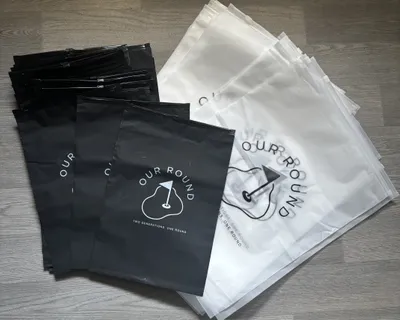 Zipper Frosted Bags - New zip lock bags for our golf clothing brand Our Round