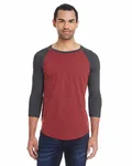 Threadfast Apparel Unisex Triblend 3/4 maniche Raglan CRD BLK