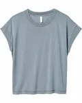 T-shirt décontracté Vintage Wash pour dames GRIS LAVÉ