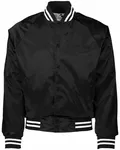 Giacca da baseball unisex in raso con bordi a righe NERO