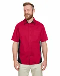 Harriton Men's Tall Flash IL Colorblock Kurzarmhemd ROT