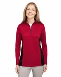 Harriton Ladies' Flash Snag Protection Plus IL Colorblock Quarter-Zip RED