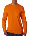 Adult USA Made Long-Sleeve T-Shirt with Pocket Bright Orange