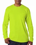 Adult USA Made Long-Sleeve T-Shirt with Pocket Lime Green