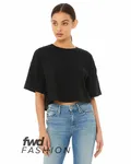FWD Fashion Damen Jersey Cropped T-Shirt SCHWARZ