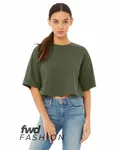 FWD Fashion Damen Jersey Cropped T-Shirt Militärgrün
