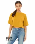 FWD Fashion Damen Jersey Cropped T-Shirt Senf