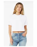 FWD Fashion Damen Jersey Cropped T-Shirt WEISS