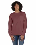 Unisex Garment-Dyed Long-Sleeve T-Shirt with Pocket Cayenne
