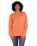 Unisex Garment-Dyed Long-Sleeve T-Shirt with Pocket Horizon Orange