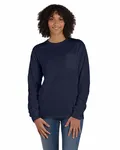 Unisex Garment-Dyed Long-Sleeve T-Shirt with Pocket Navy