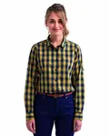 Langarm-Baumwollhemd mit Mulligan-Karo für Damen KAMEL