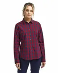 Langarm-Baumwollhemd mit Mulligan-Karo für Damen ROT