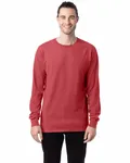 Langärmeliges Unisex-T-Shirt mit Garment-Dyed-Verfahren Karminroter Herbst