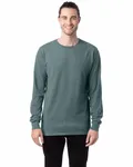Langärmeliges Unisex-T-Shirt mit Garment-Dyed-Verfahren Zypressengrün