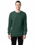 Langärmeliges Unisex-T-Shirt mit Garment-Dyed-Verfahren Feld Grün