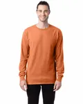 Langärmeliges Unisex-T-Shirt mit Garment-Dyed-Verfahren Horizont Orange
