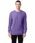 Langärmeliges Unisex-T-Shirt mit Garment-Dyed-Verfahren Lavendel