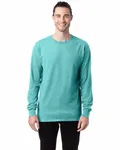 Langärmeliges Unisex-T-Shirt mit Garment-Dyed-Verfahren Minze