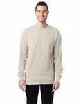 Langärmeliges Unisex-T-Shirt mit Garment-Dyed-Verfahren Pergament