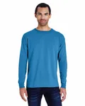 Langärmeliges Unisex-T-Shirt mit Garment-Dyed-Verfahren SOMMERHIMMELBLAU