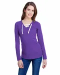 Maglietta da donna a manica lunga in jersey fine con laccetti VIOLA ANTICO