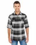 Herren-Hemd aus kariertem Flanell SCHWARZ