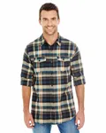 Herren-Hemd aus kariertem Flanell DARK KHAKI