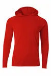 A4 Cooling Performance Long Sleeve Hooded Tee A4N3409 Scarlet