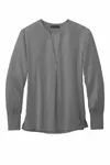 Brooks Brothers Women's Open-Neck Satin Blouse BB18009 Shadow Grey
