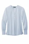 Brooks Brothers Women's Open-Neck Satin Blouse BB18009 Heritage Blue