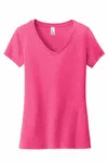 T-shirt Very Important de District pour femmes, col en V. DT6503 Fuchsia Frost
