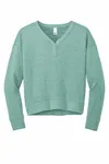 District Women's Perfect Tri Fleece V-Neck Sweatshirt DT1312 Bleu eucalyptus chiné