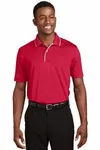 Sport-Tek Dri-Mesh Polo mit Spitzenkragen und Paspelierung. K467 Rot/ Weiß