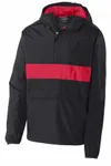 Anorak à poche zippée Sport-Tek. JST65 Noir/ Rouge vif