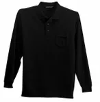 Port Authority Long Sleeve Silk Touch Polo with Pocket. K500LSP BLACK
