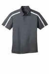 Polo Port Authority Silk Touch Performance Colorblock Stripe. K547 Grigio acciaio/bianco