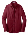 Port Authority Women's Crosshatch Pflegeleichtes Hemd. L640 Rotes Oxid