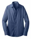 Port Authority Women's Crosshatch Pflegeleichtes Hemd. L640 Tiefblau