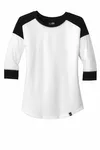 New Era Women's Heritage Blend 3/4-Sleeve Baseball Raglan Tee. LNEA104 Noir/ Blanc