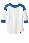 New Era Women's Heritage Blend 3/4-Sleeve Baseball Raglan Tee. LNEA104 Royal/ Blanc