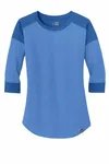 New Era Women's Heritage Blend 3/4-Sleeve Baseball Raglan Tee. LNEA104 Royal/ Royal Heather