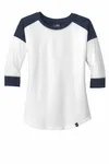 New Era Women's Heritage Blend 3/4-Sleeve Baseball Raglan Tee. LNEA104 Bleu marine/blanc
