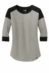 New Era Women's Heritage Blend 3/4-Sleeve Baseball Raglan Tee. LNEA104 Noir/ Gris pluie chiné