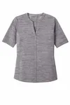 Port Authority - Top donna con collo aperto in erica elasticizzata LK583 Grafite/ Bianco