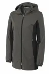 Port Authority Women's Active Hooded Soft Shell Jacket. L719 Grey Steel/ Deep Black